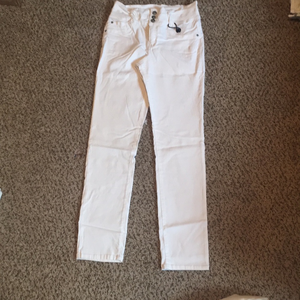 High waist white jeans